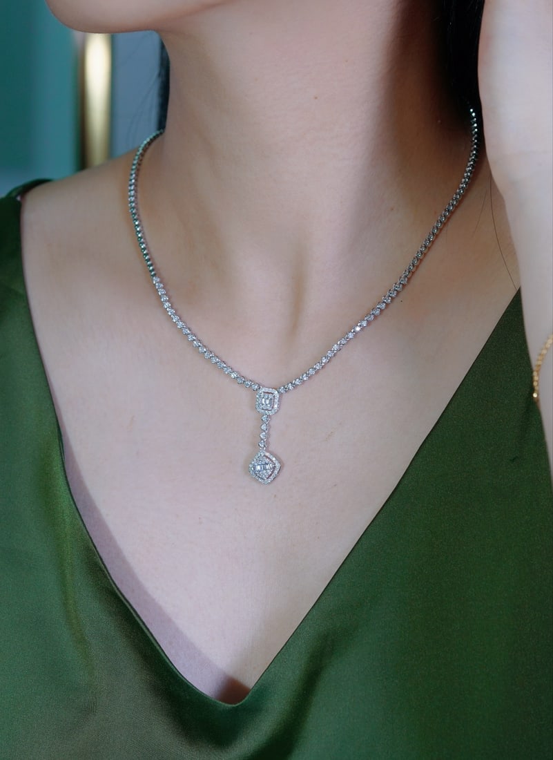 14k Gold 1.70 Ct Natural H Diamond Necklace - 2
