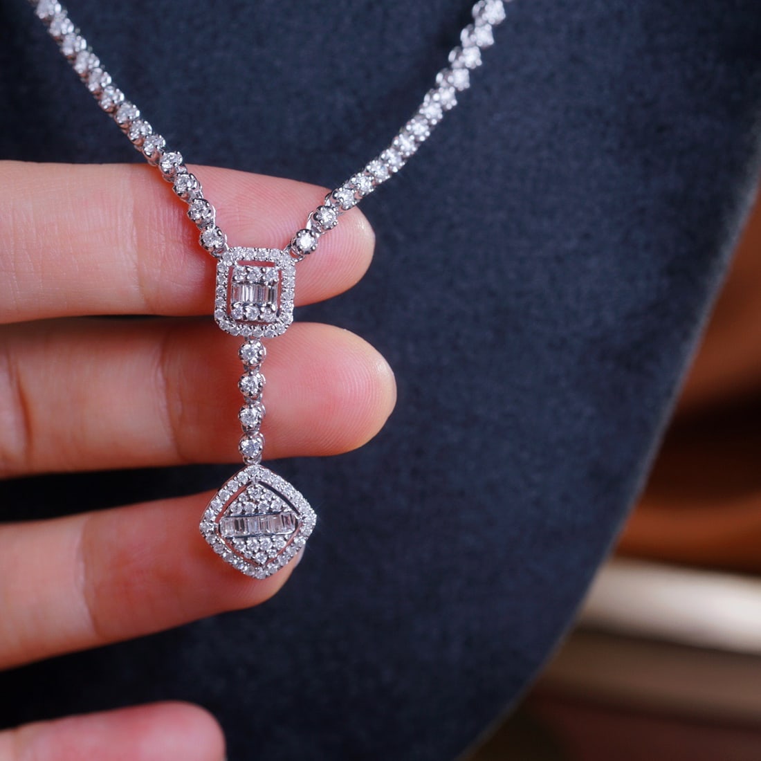 14k Gold 1.70 Ct Natural H Diamond Necklace - 4