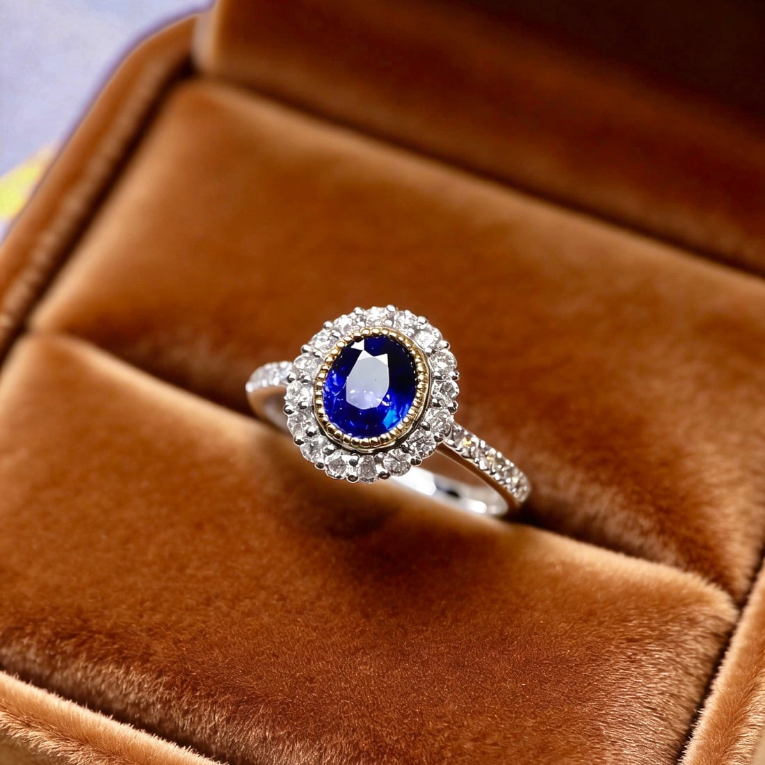 14k Gold 1.16 Ct Natural Sapphire & Diamond Ring - 3