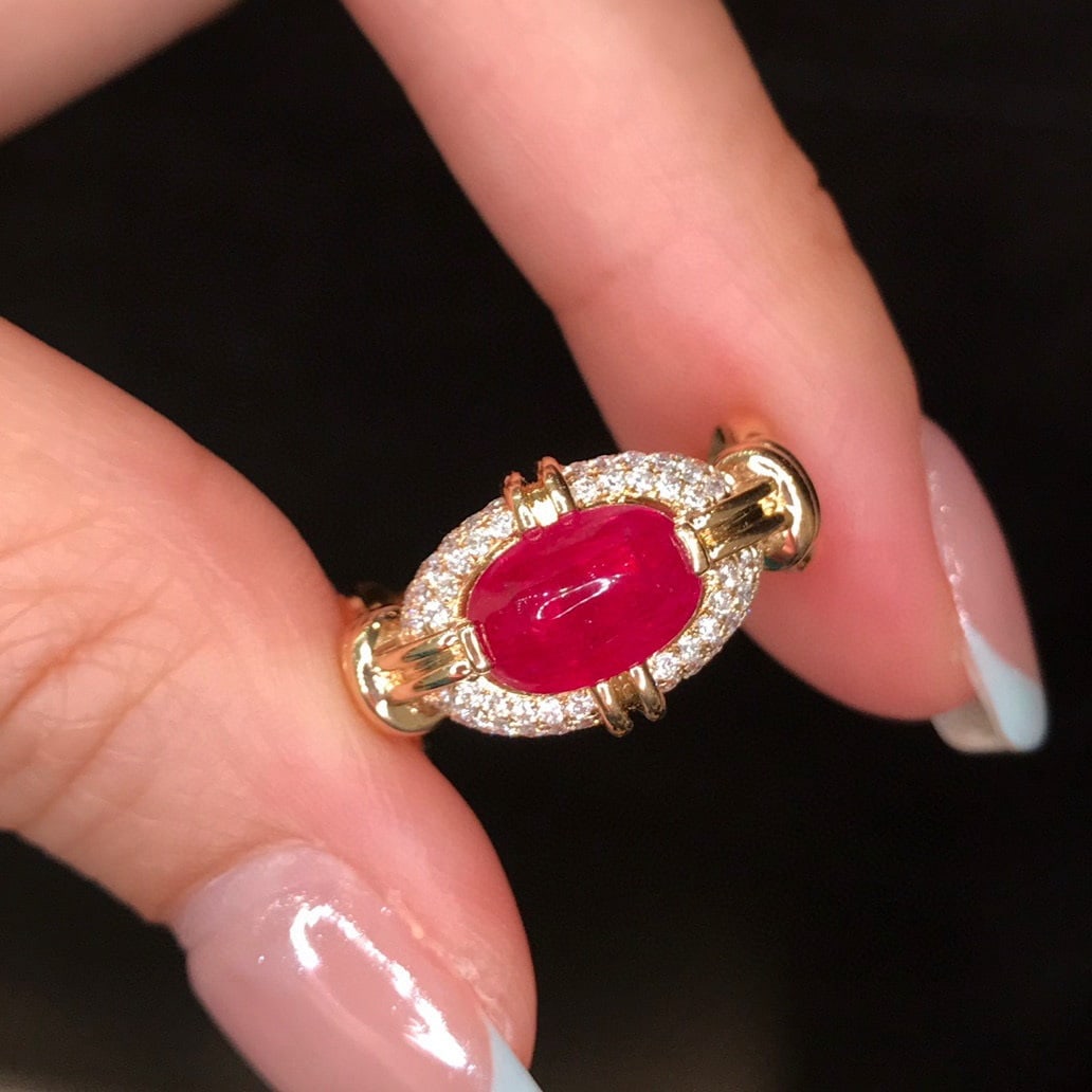 14k Gold 2.24 Ct Natural Ruby & Diamond Ring - 6
