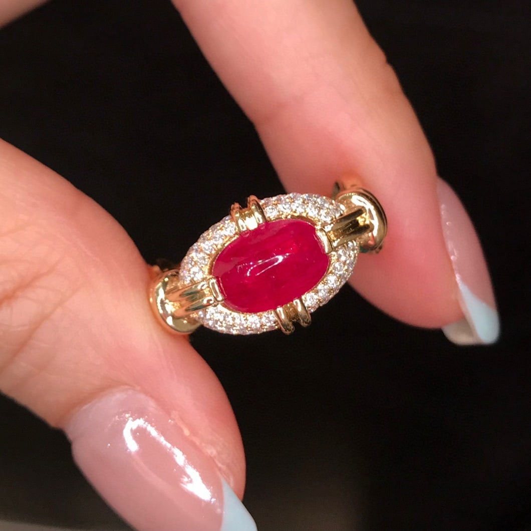 14k Gold 2.24 Ct Natural Ruby & Diamond Ring - 7