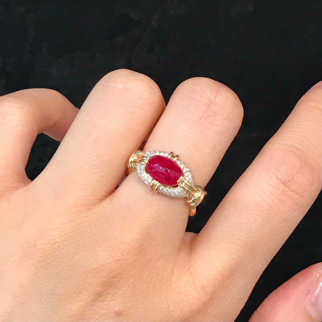 14k Gold 2.24 Ct Natural Ruby & Diamond Ring - 8