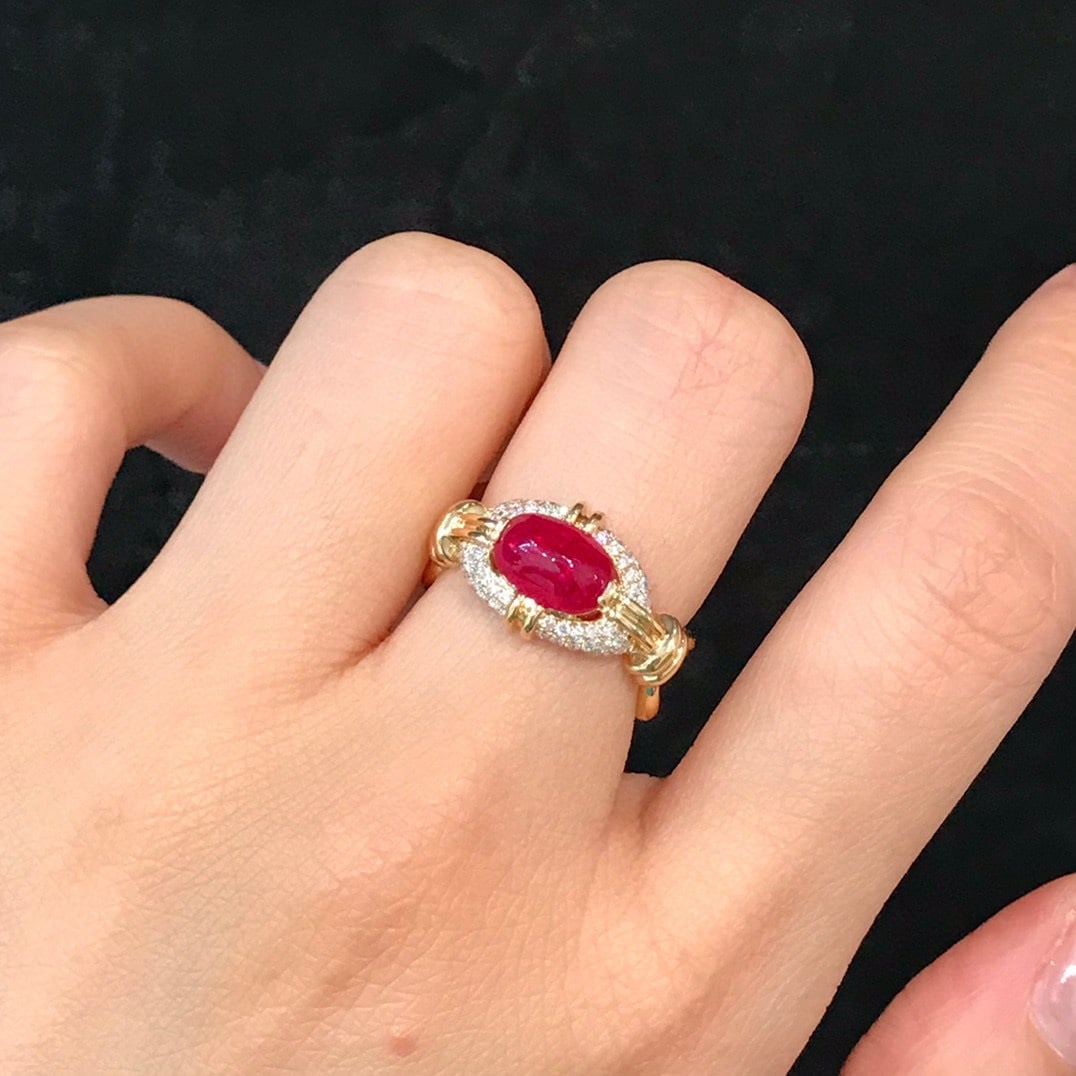 14k Gold 2.24 Ct Natural Ruby & Diamond Ring - 9