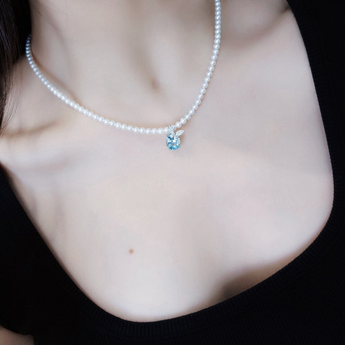 14k Gold 2.61 Ctw Natural Aquamarine & Diamond Pendant( Without Chain ) - 3