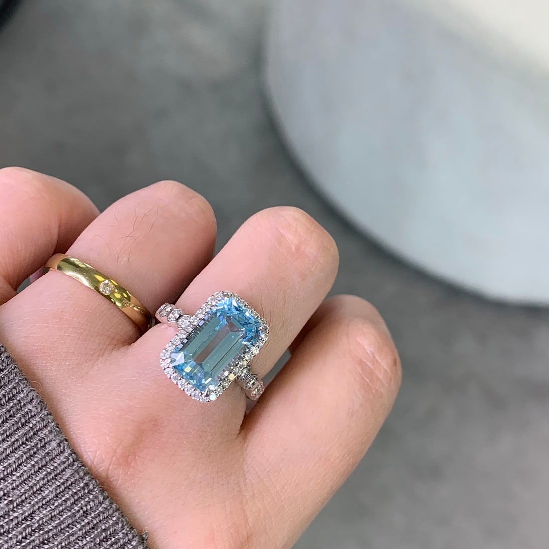 14k Gold 5.74 Ctw Natural Aquamarine & Diamond Ring - 5