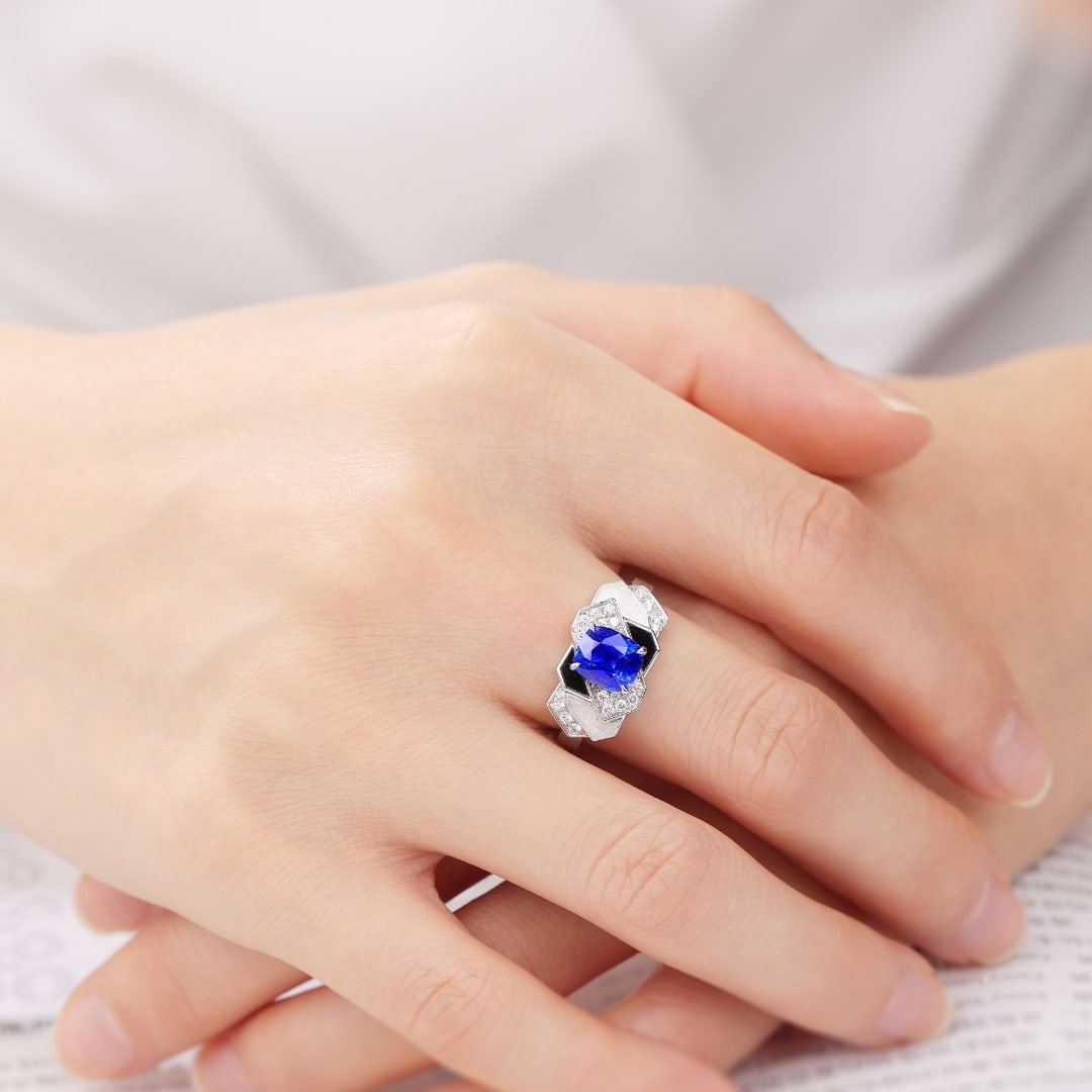 14k Gold 1.99 Ctw Natural Sapphire & Diamond Ring - 4