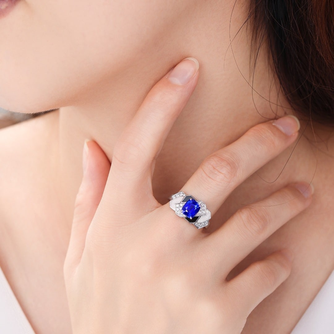 14k Gold 1.99 Ctw Natural Sapphire & Diamond Ring - 5