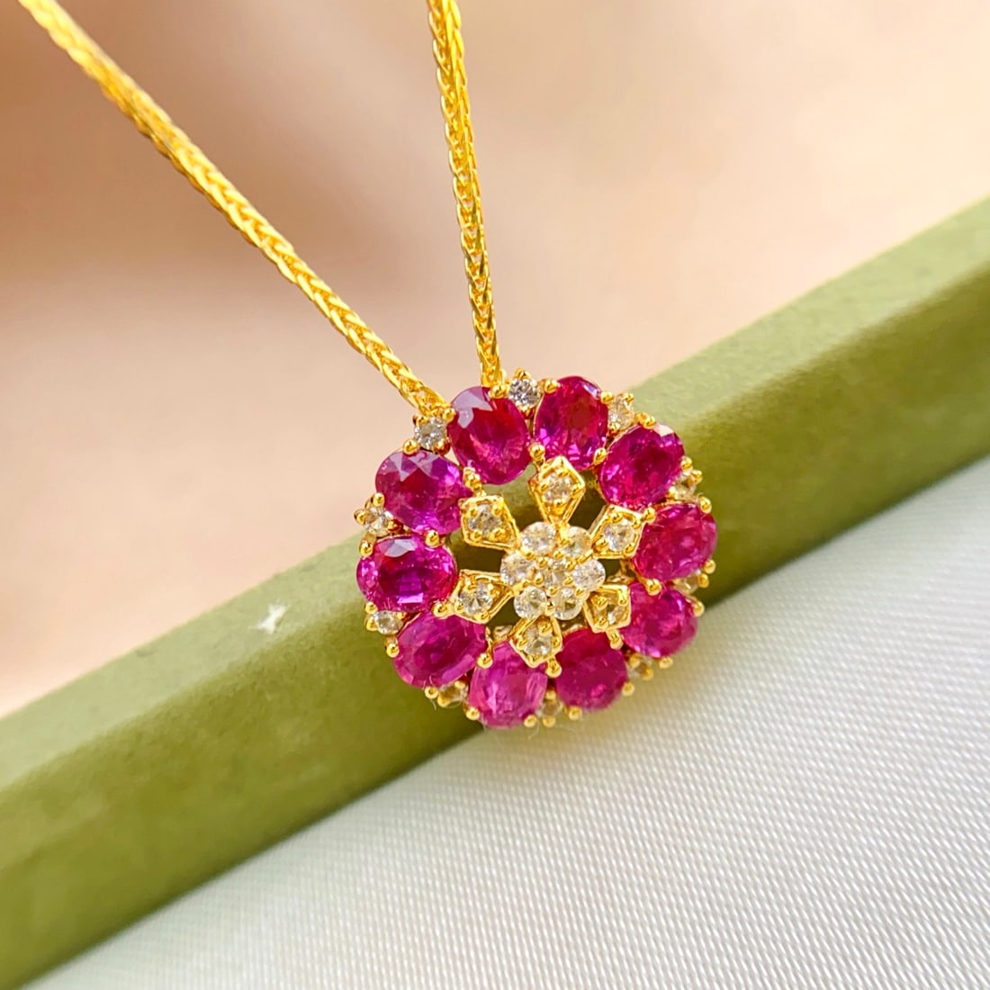 14k Gold 3.30 Ct Natural Ruby & Sapphire Pendant( Without Chain ) - 4
