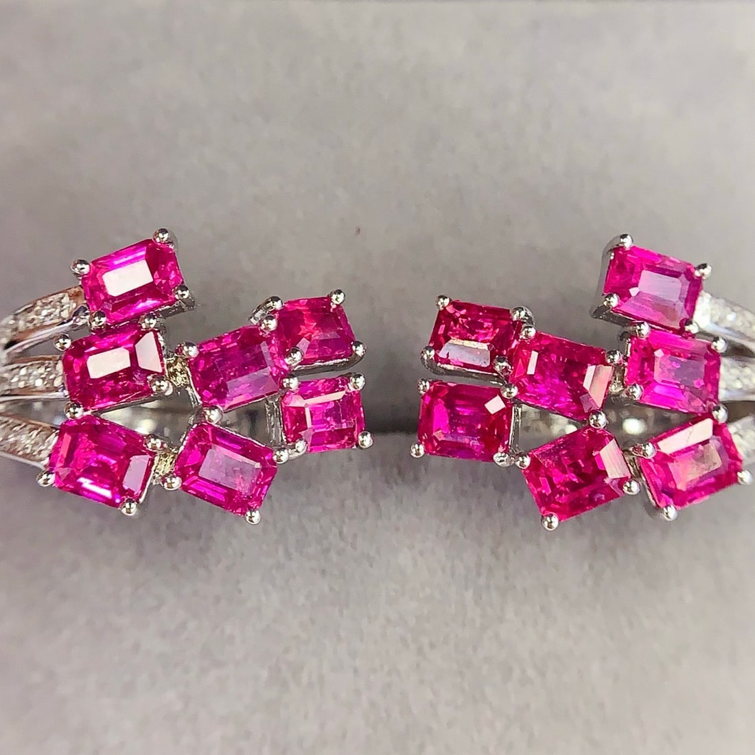 14k Gold 4.07 Ct Natural Ruby & Diamond Earrings (1 of 6)