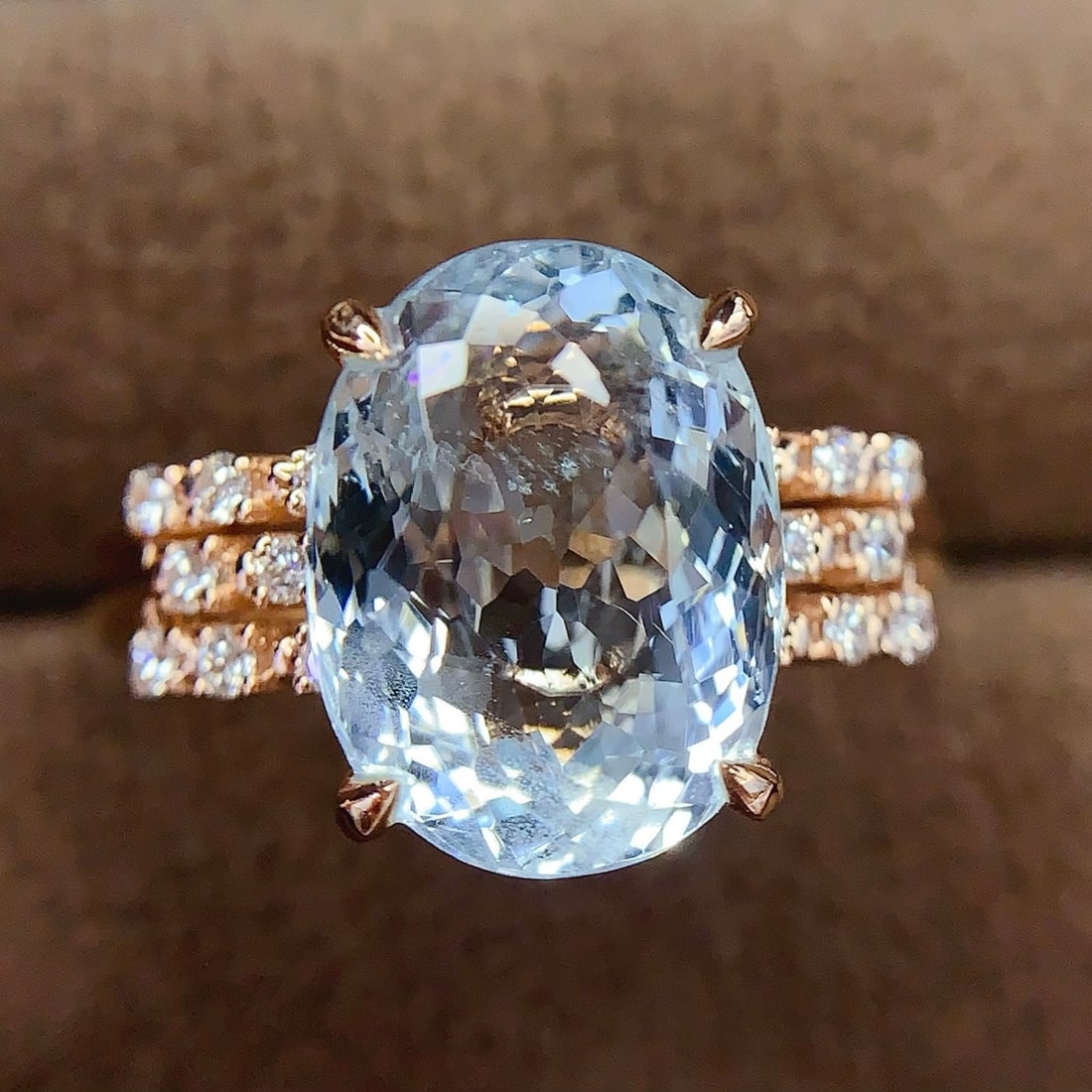 14k Gold 4.65 Ct Natural Aquamarine & Diamond Ring - 5