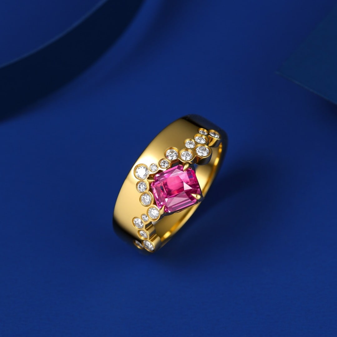 14k Gold 1.84 Ctw Natural Sapphire & Diamond Ring - 3