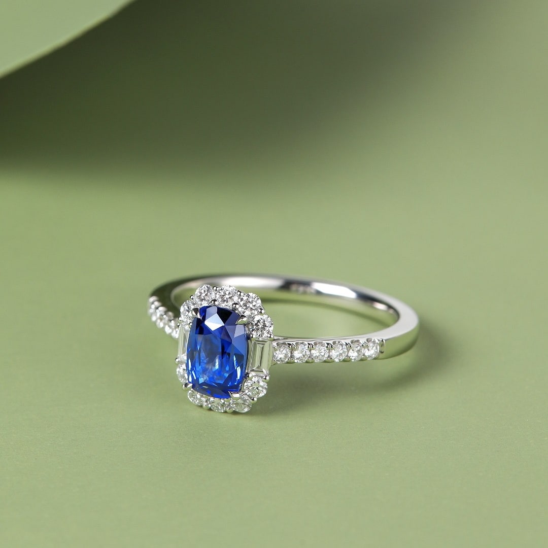 14k Gold 1.53 Ctw Natural Sapphire & Diamond Ring - 2