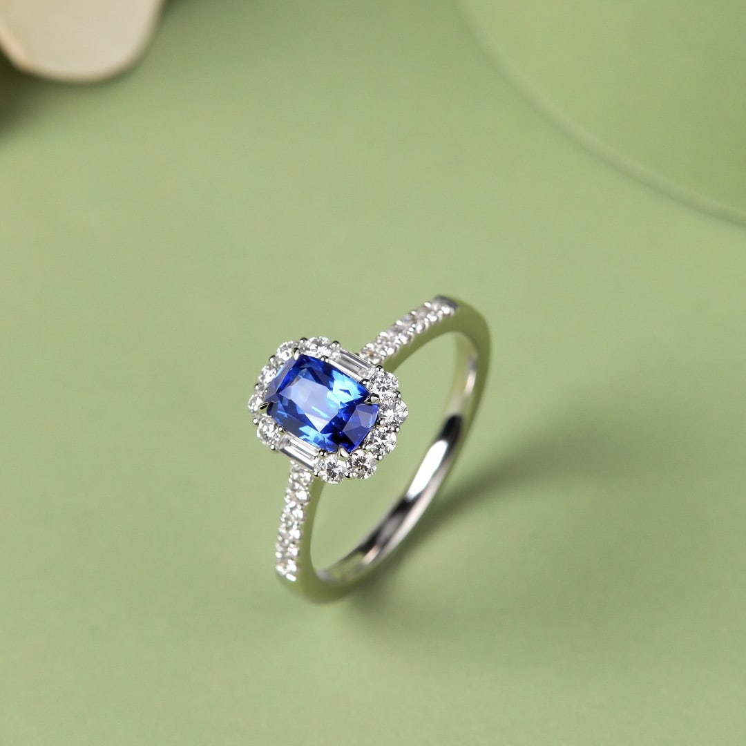 14k Gold 1.53 Ctw Natural Sapphire & Diamond Ring - 3