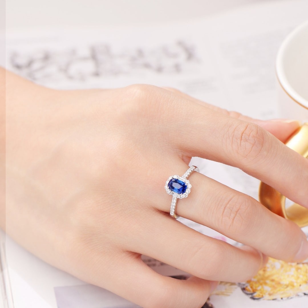 14k Gold 1.53 Ctw Natural Sapphire & Diamond Ring - 4