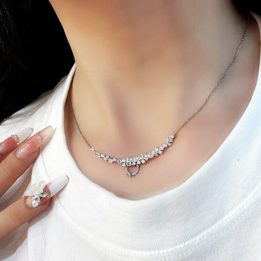 14k Gold 1.38 Ct Natural H Diamond Necklace - 2