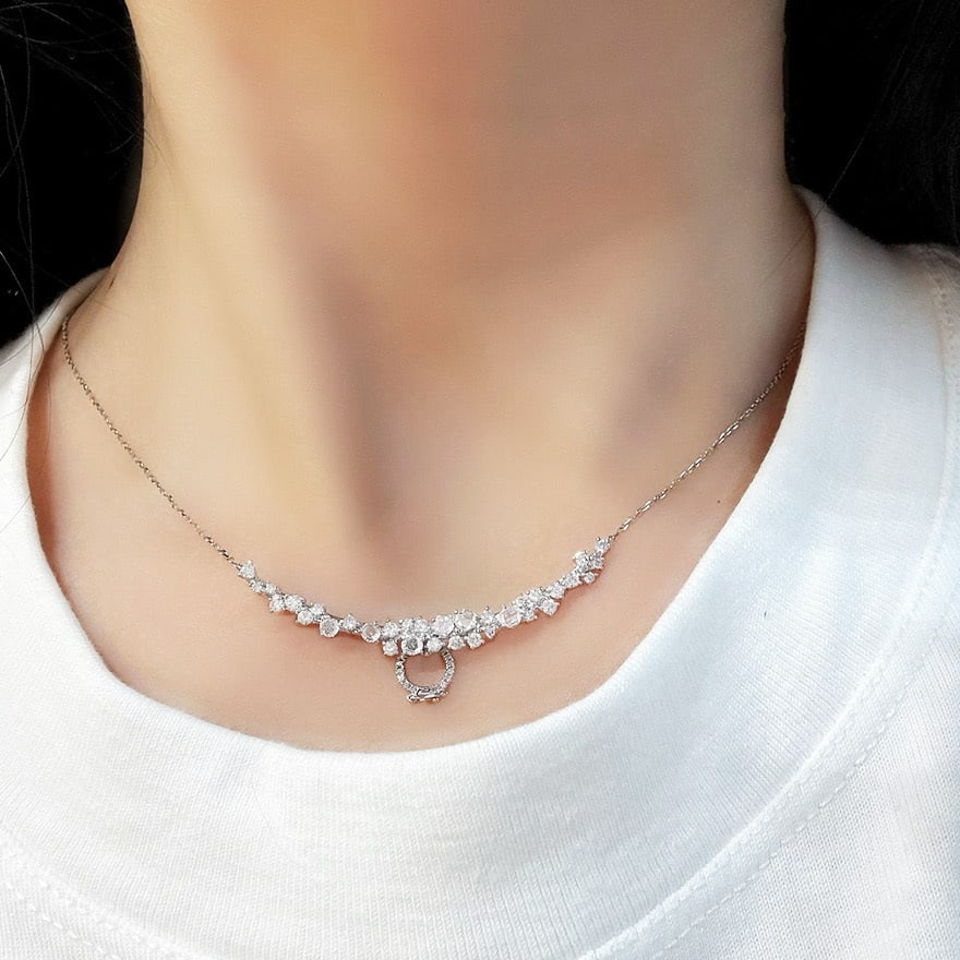 14k Gold 1.38 Ct Natural H Diamond Necklace - 3