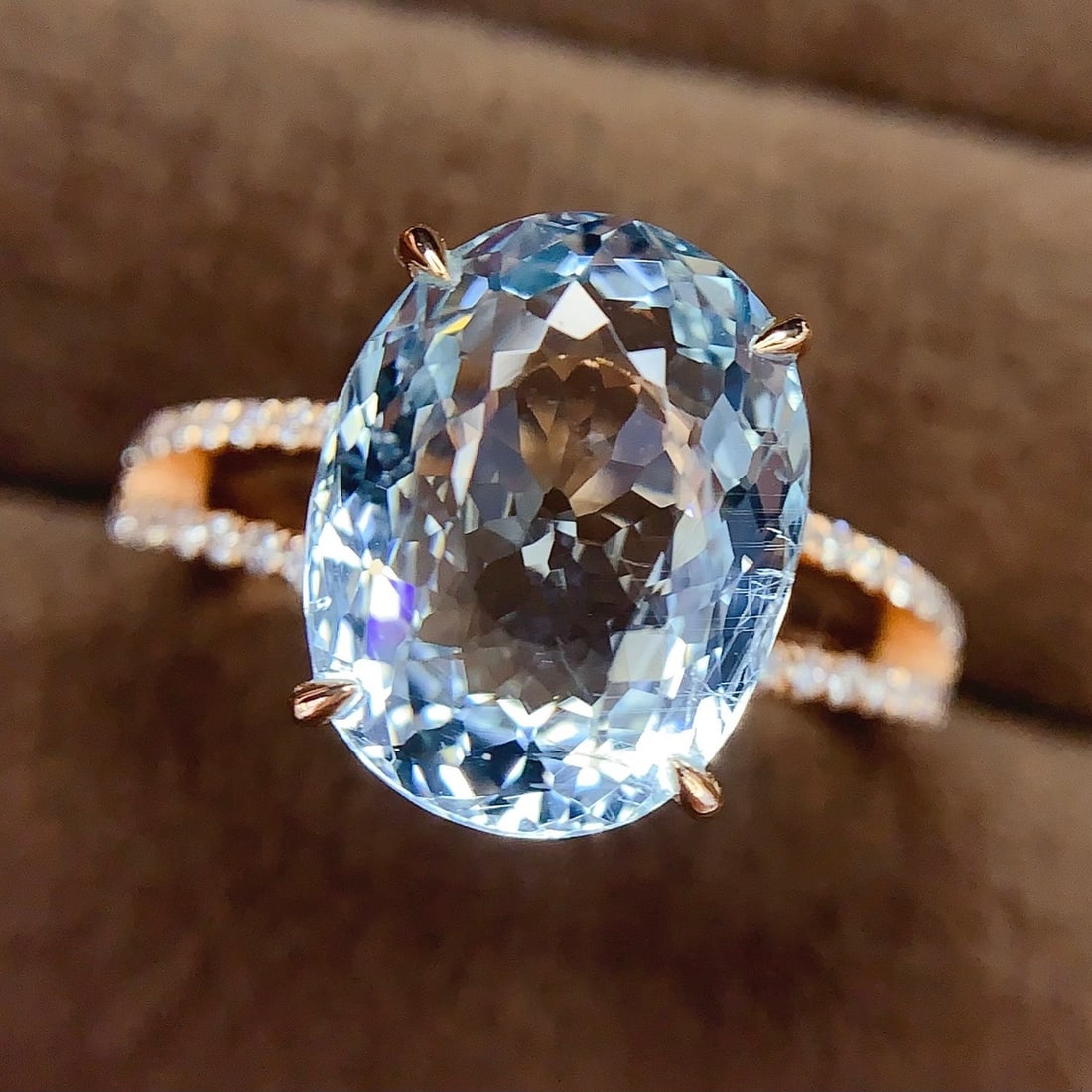 14k Gold 5.07 Ct Natural Aquamarine & Diamond Ring - 3