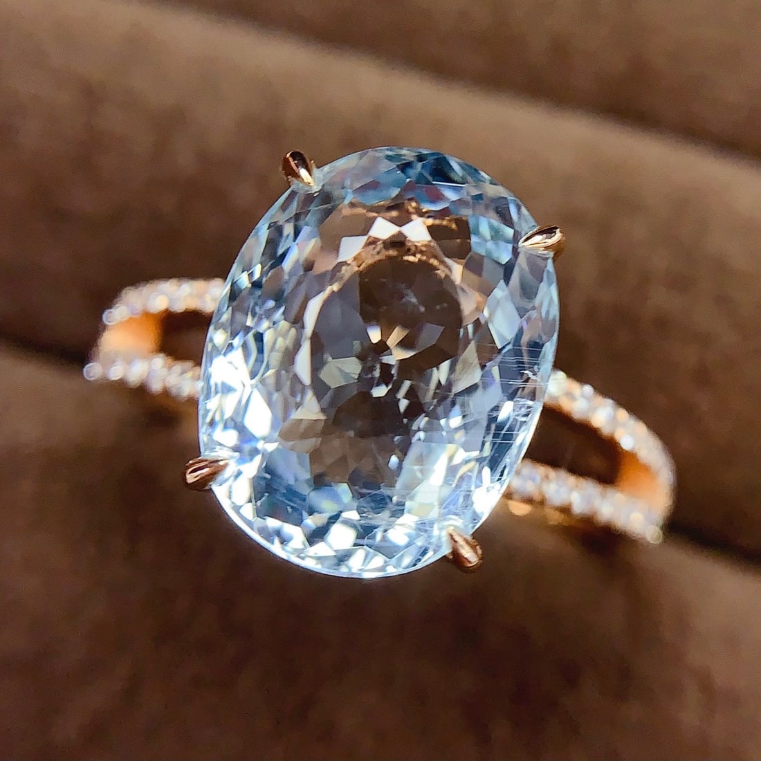 14k Gold 5.07 Ct Natural Aquamarine & Diamond Ring - 4
