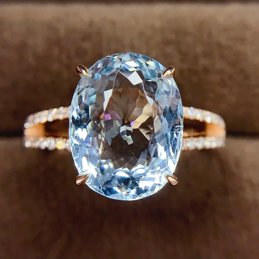 14k Gold 5.07 Ct Natural Aquamarine & Diamond Ring - 5