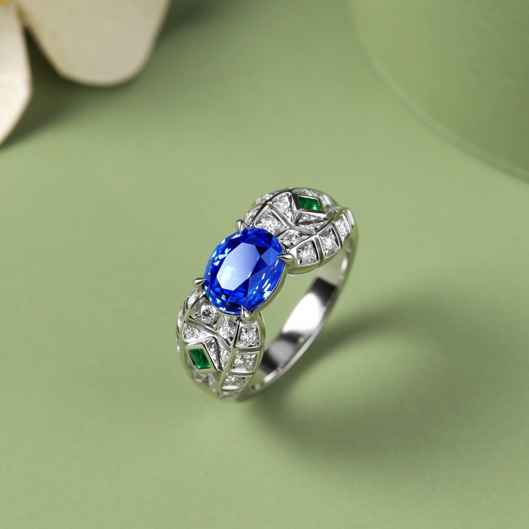 14k Gold 2.97 Ctw Natural Sapphire & Diamond Ring - 3