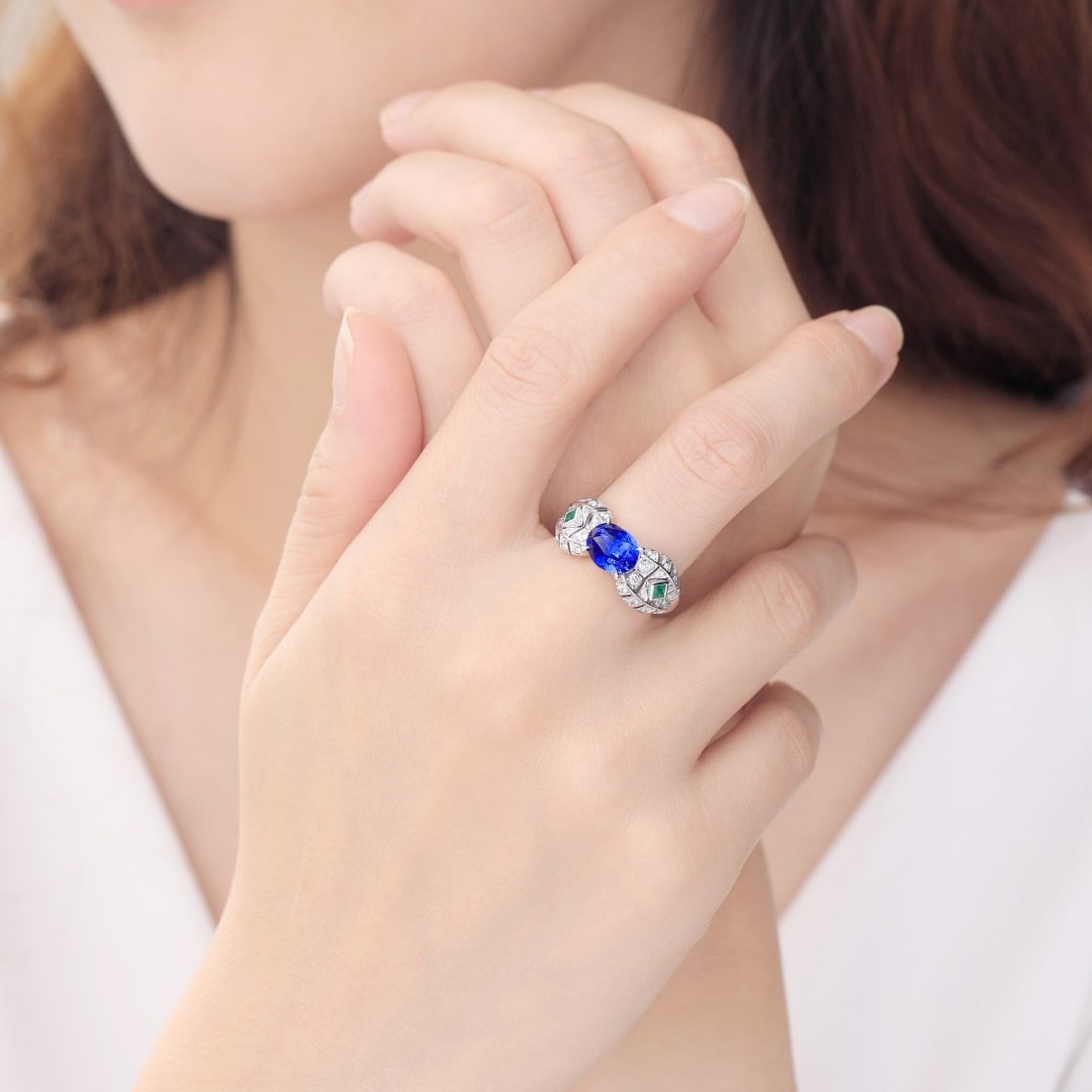 14k Gold 2.97 Ctw Natural Sapphire & Diamond Ring - 5