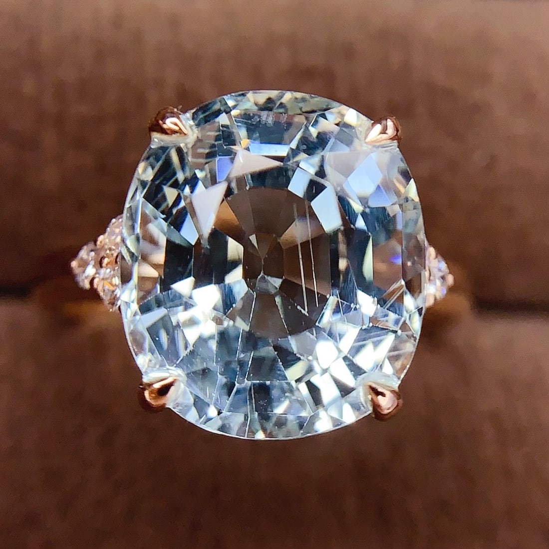 14k Gold 6.7 Ct Natural Aquamarine & Diamond Ring - 3