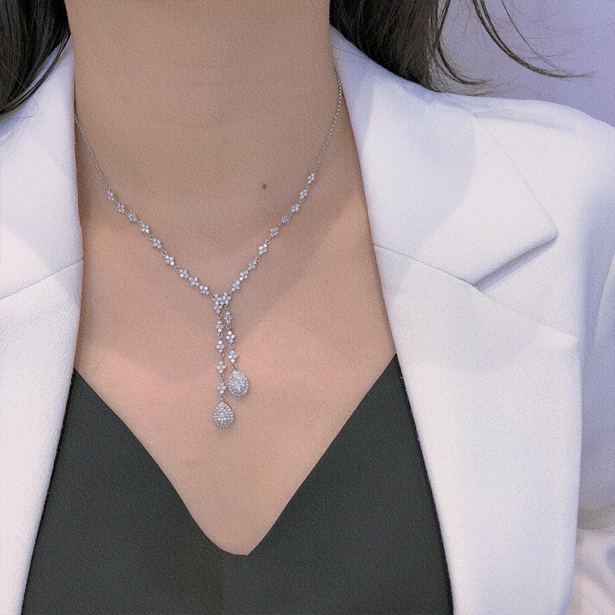 14k Gold 2.63 Ctw Natural H Diamond Necklace - 5