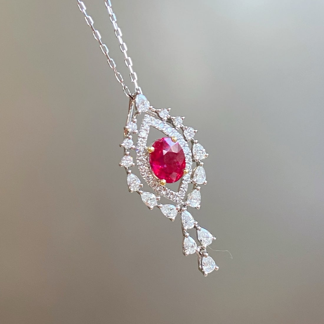 14k Gold 1.28 Ctw Natural Ruby & Diamond Necklace - 3