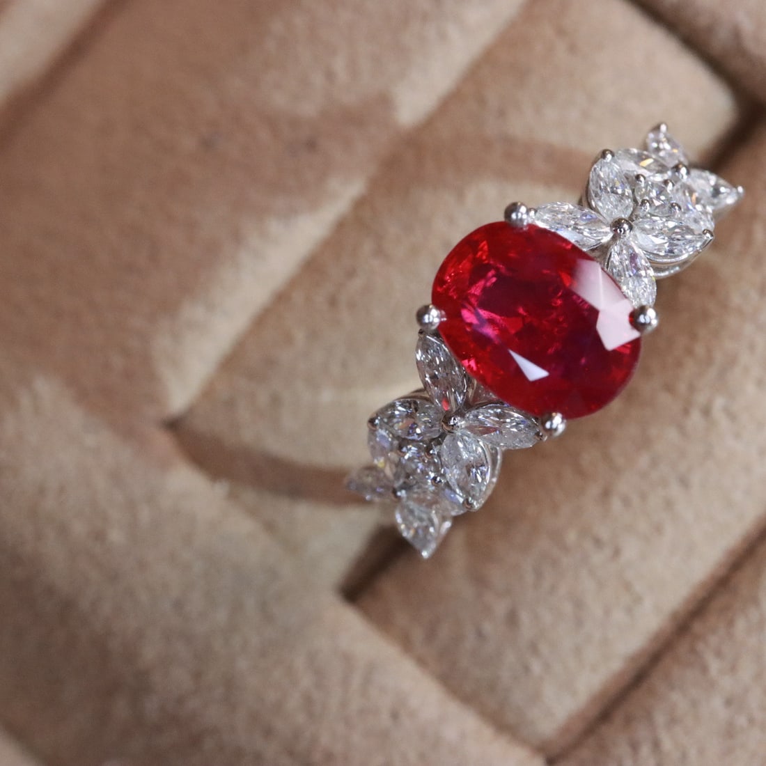 14k Gold 1.83 Ctw Natural Ruby & Diamond Ring: Ref:231094134 // gold content:14k gold // ring size:7. 25us // // main gemstone:ruby // shape:oval // carat weight:1. 32ct // color:pigeonblood red // treatment:natural // // adjacent gemstone 2 : dia