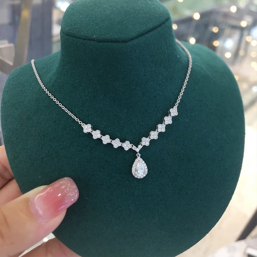 14k Gold 0.74 Ctw Natural H Diamond Necklace - 2