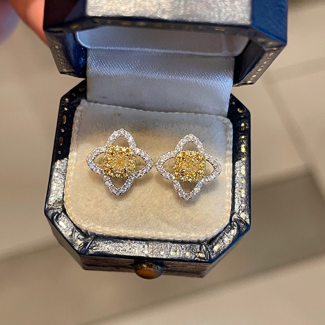 14k Gold 0.5 Ct Natural Color Diamond Earrings - 4