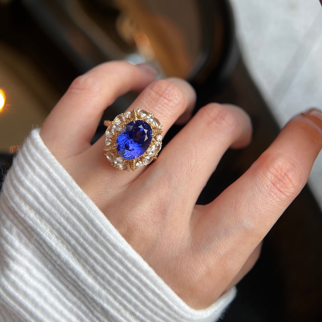 14k Gold 6.53 Ctw Natural Tanzanite & Diamond Ring - 3
