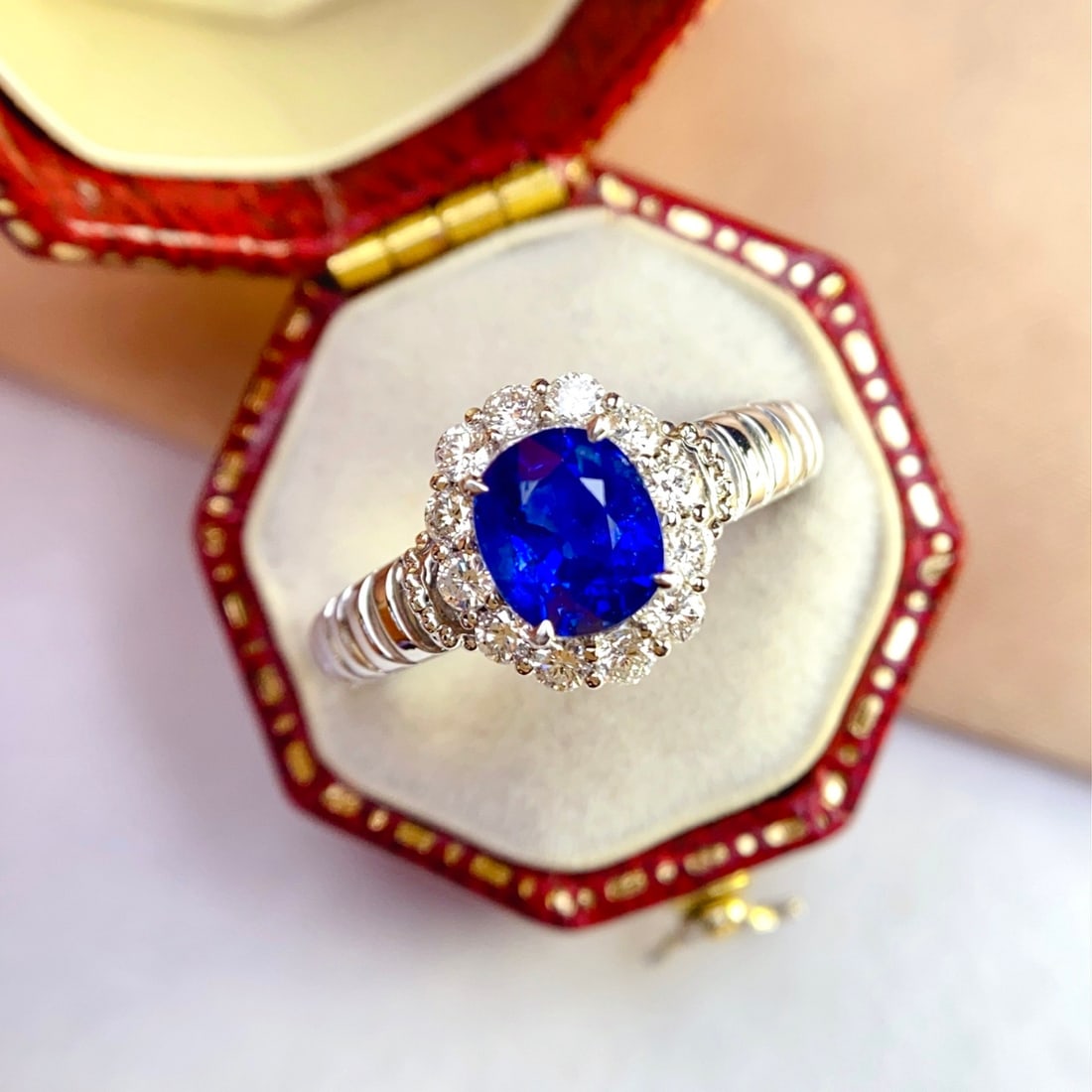 14k Gold 2.20 Ctw Natural Sapphire & Diamond Ring - 3