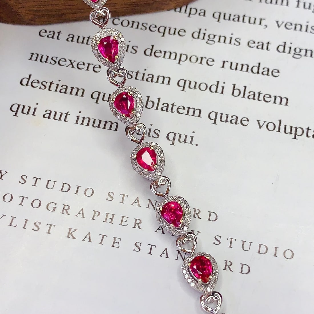 14k Gold 2.6 Ct Natural Ruby & Diamond Bracelet - 2