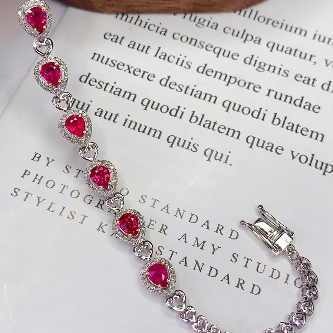 14k Gold 2.6 Ct Natural Ruby & Diamond Bracelet - 3