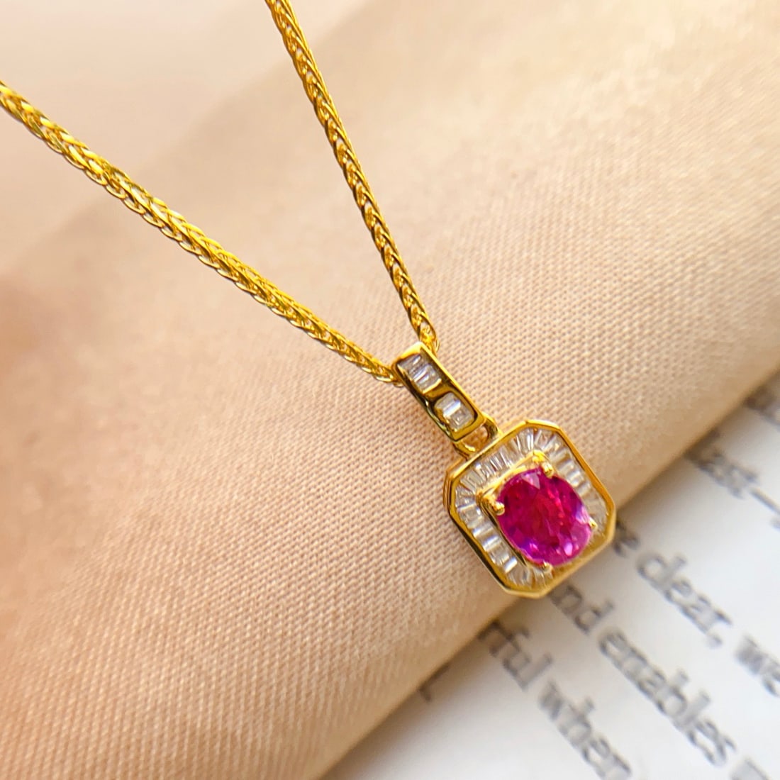 14k Gold 0.66 Ct Natural Ruby & Diamond Pendant( Without Chain ) - 3