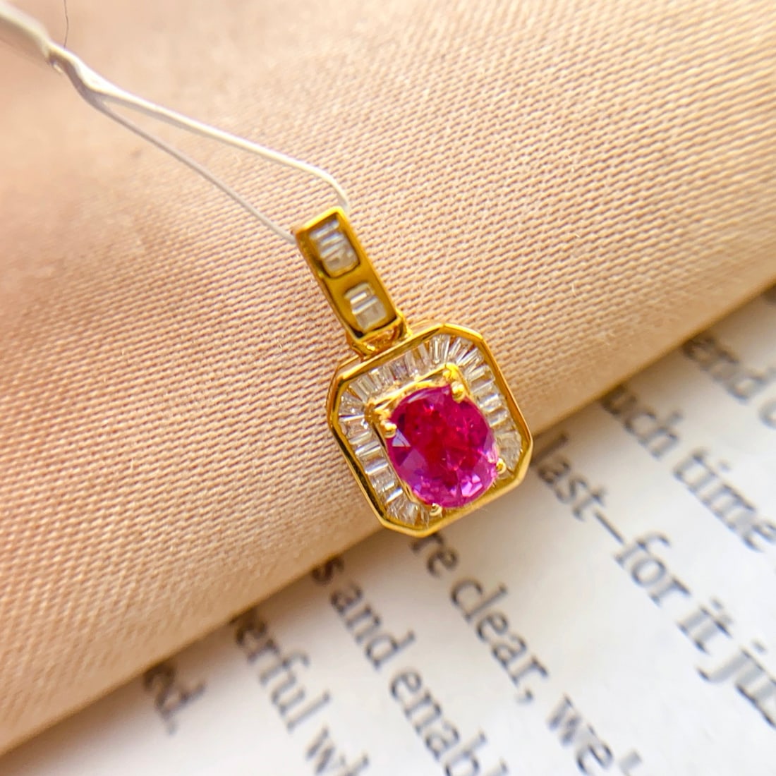 14k Gold 0.66 Ct Natural Ruby & Diamond Pendant( Without Chain ) - 5