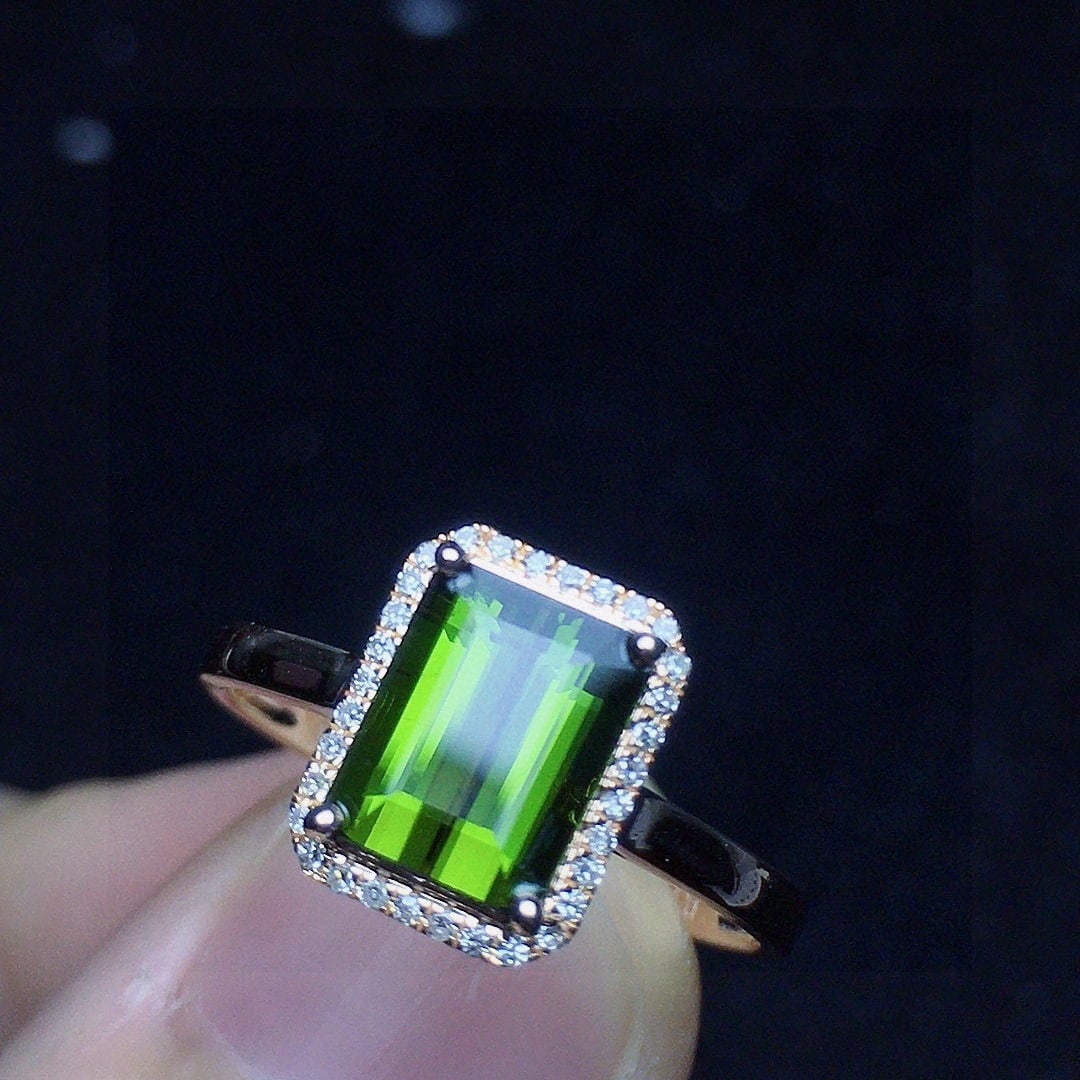 14k Gold 1.52 Ct Natural Tourmaline & Diamond Ring - 2