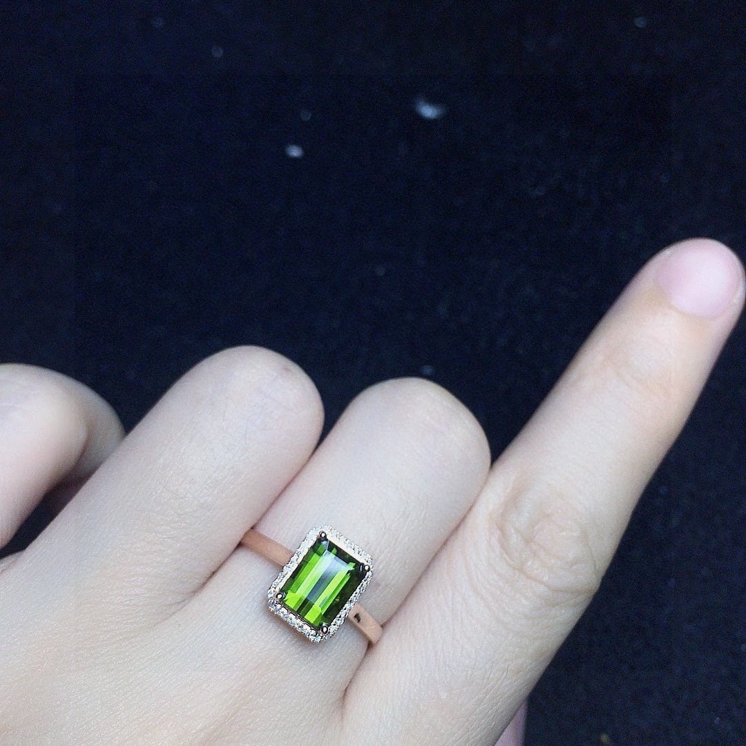 14k Gold 1.52 Ct Natural Tourmaline & Diamond Ring - 4