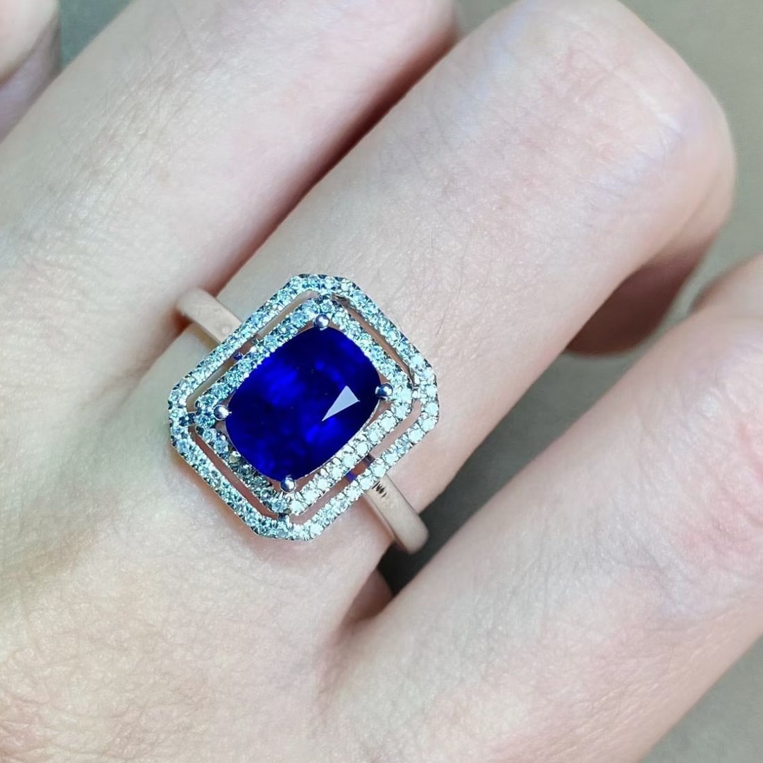 14k Gold 2.91 Ctw Natural Sapphire & Diamond Ring - 8