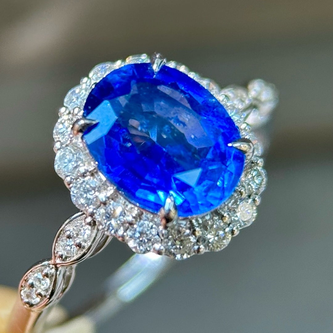 14k Gold 2.51 Ctw Natural Sapphire & Diamond Ring - 2