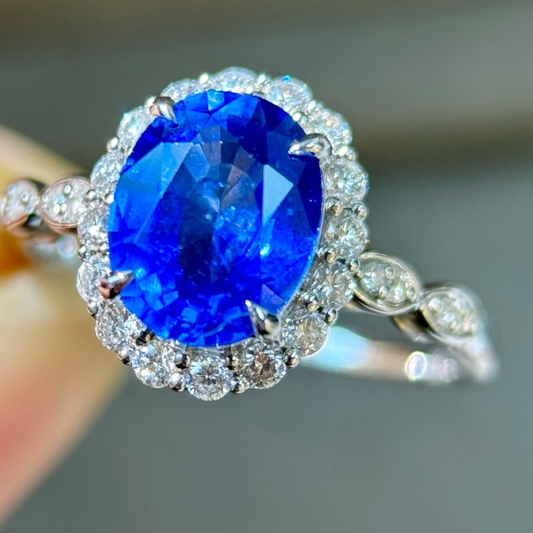 14k Gold 2.51 Ctw Natural Sapphire & Diamond Ring - 3