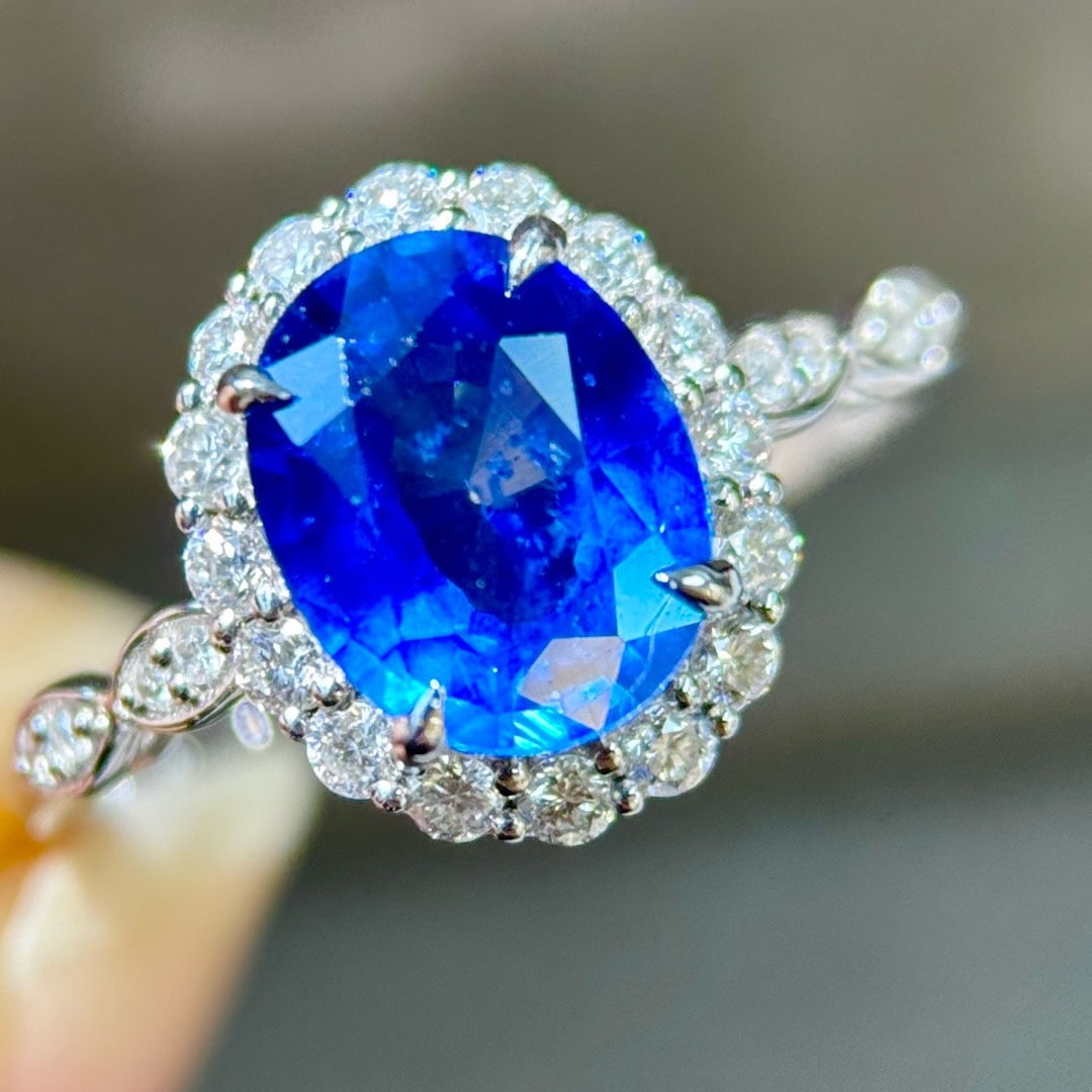 14k Gold 2.51 Ctw Natural Sapphire & Diamond Ring - 4