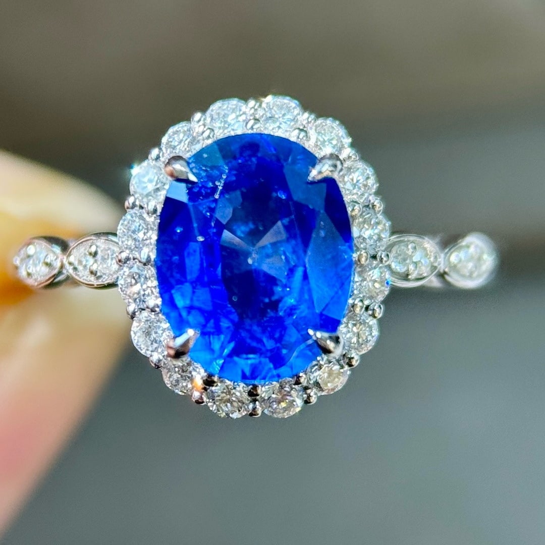 14k Gold 2.51 Ctw Natural Sapphire & Diamond Ring - 5