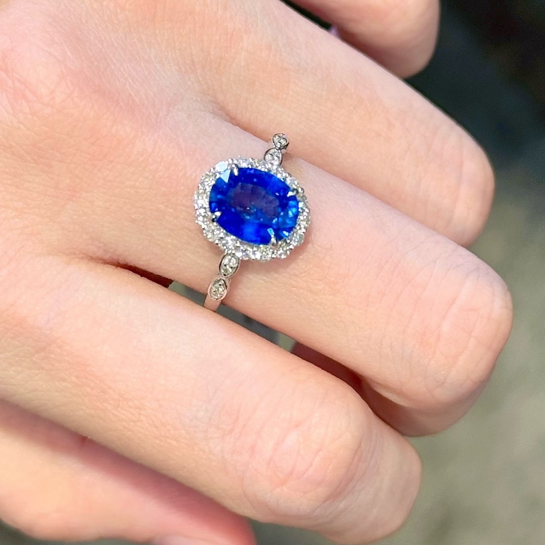 14k Gold 2.51 Ctw Natural Sapphire & Diamond Ring - 6