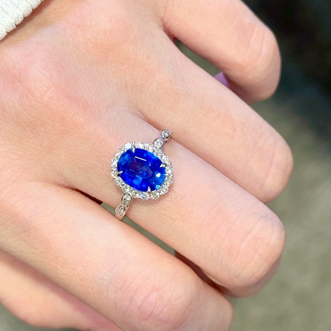 14k Gold 2.51 Ctw Natural Sapphire & Diamond Ring - 7