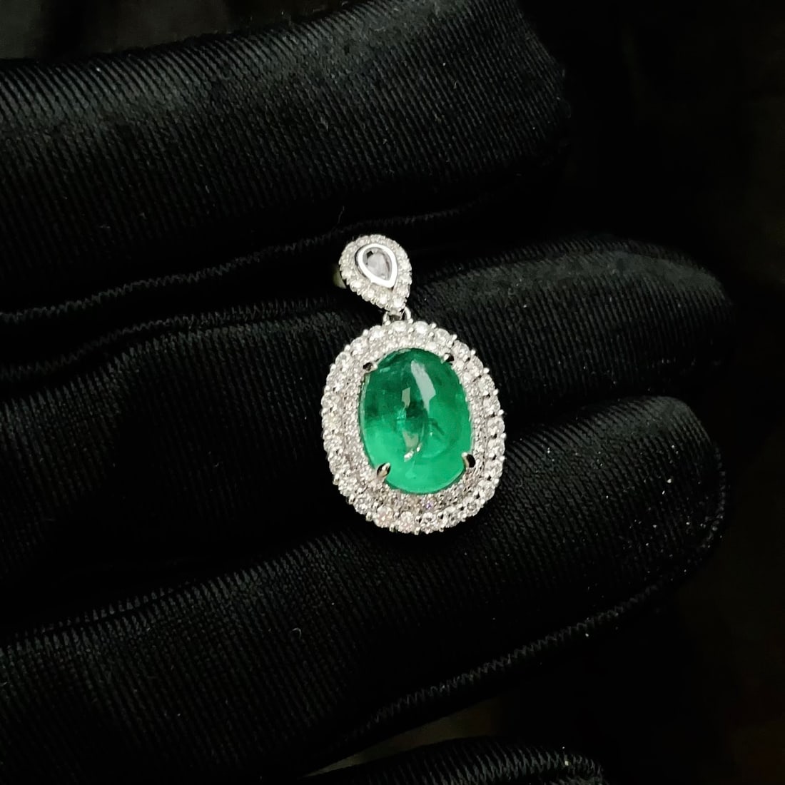 14k Gold 3.0 Ct Natural Emerald & Diamond & Sapphire Pendant( Without Chain ) - 4