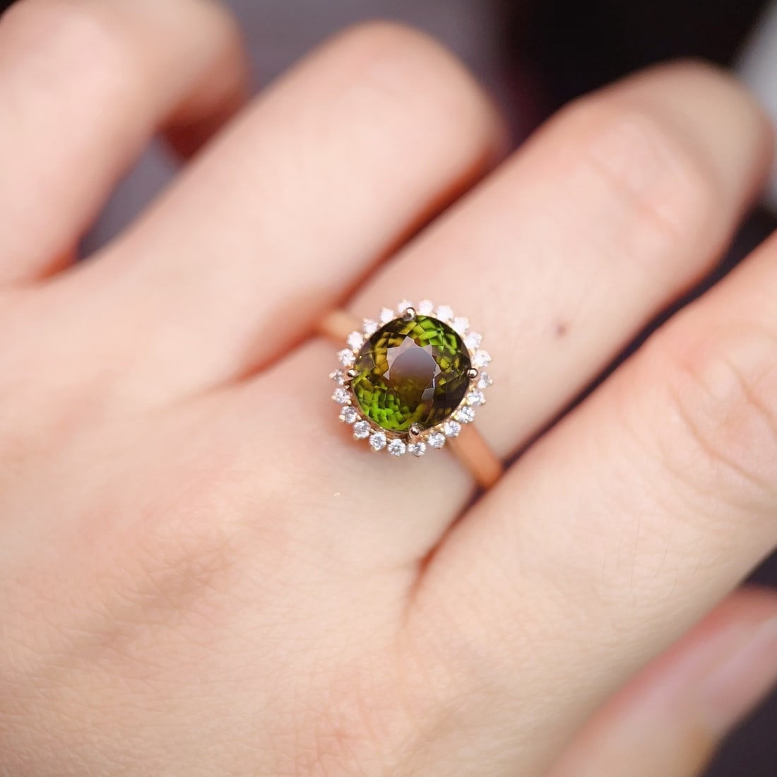 14k Gold 3.47 Ctw Natural Tourmaline & Diamond Ring - 6