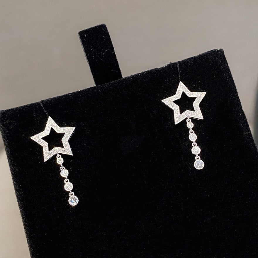 14k Gold 0.3 Ct Natural H Diamond Earrings - 5