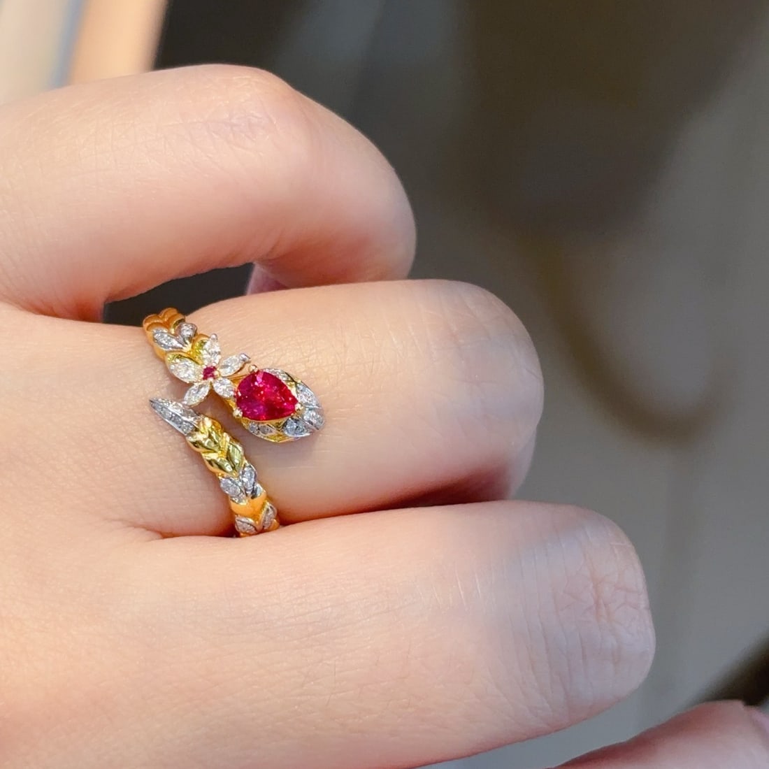 14k Gold 0.45 Ct Natural Ruby & Diamond Ring - 6